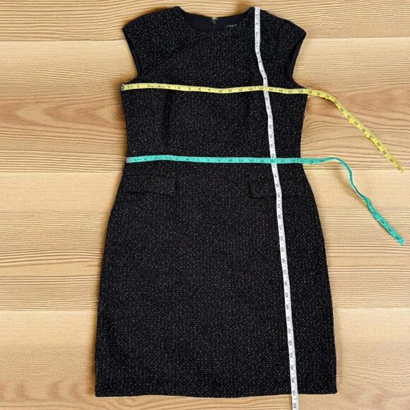 EUC Ann Taylor Black Shimmer Tweed Sheath Dress with Pockets | Size 10 Petite - Picture 11 of 11